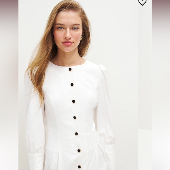 NWT Reformation Halia midi shirt Dress velvet buttons a line poplin cotton - Picture 10 of 16